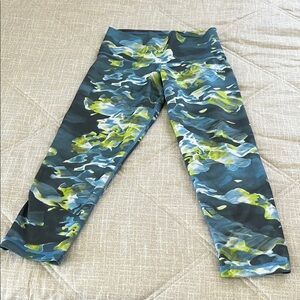 Adidas Blue and Green Patterned workout Leggings  XS